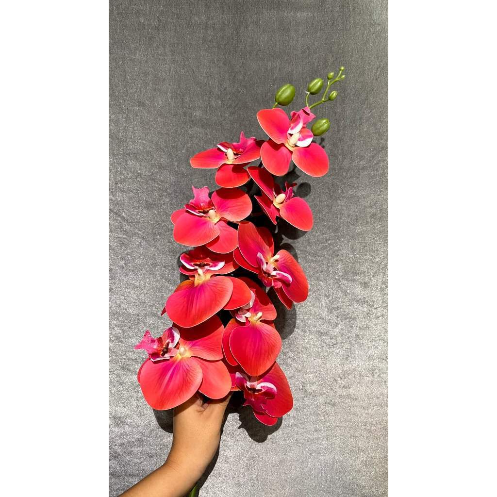 3D NEW Orchid 105cm Bunga Anggrek  Latex Premium Tebal Orchid Flower Real Touch 9 Kuntum