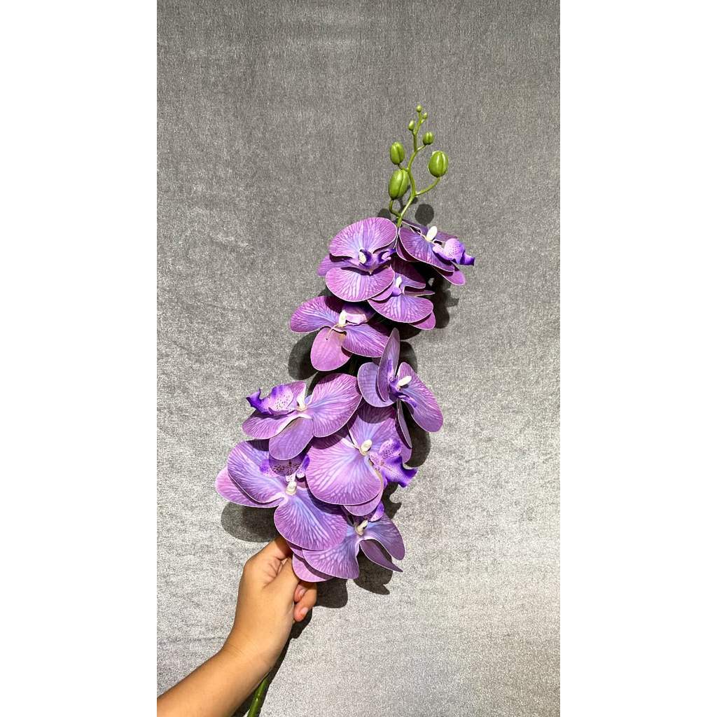 3D NEW Orchid 105cm Bunga Anggrek  Latex Premium Tebal Orchid Flower Real Touch 9 Kuntum