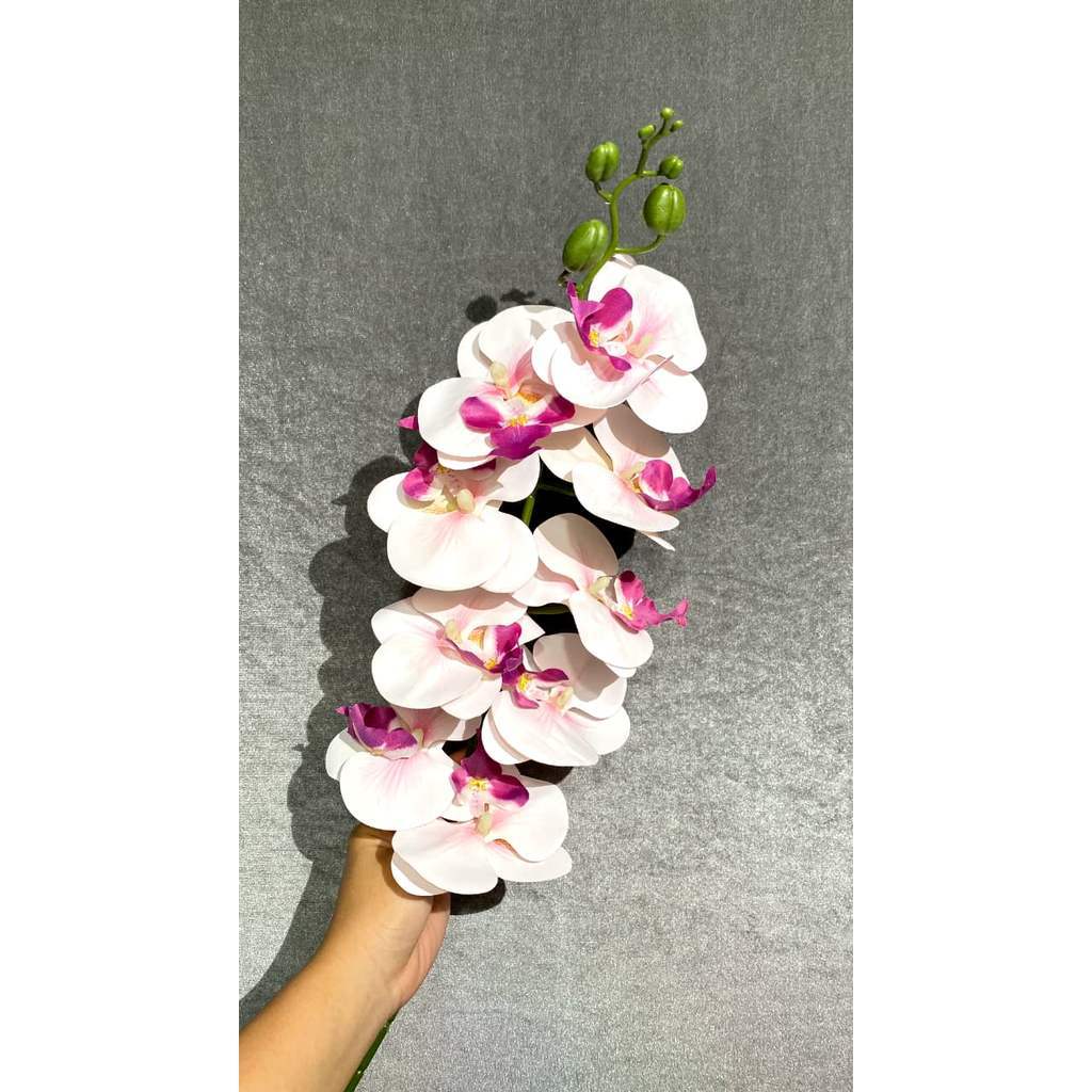 3D NEW Orchid 105cm Bunga Anggrek  Latex Premium Tebal Orchid Flower Real Touch 9 Kuntum