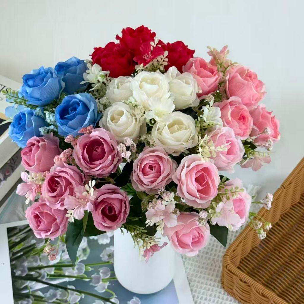 Bouquet bunga BKT 1042 LANROS (x6) 5Cbg Bunga Rose Artifisial Dekorasi Hiasan Seserahan Buket Palsu