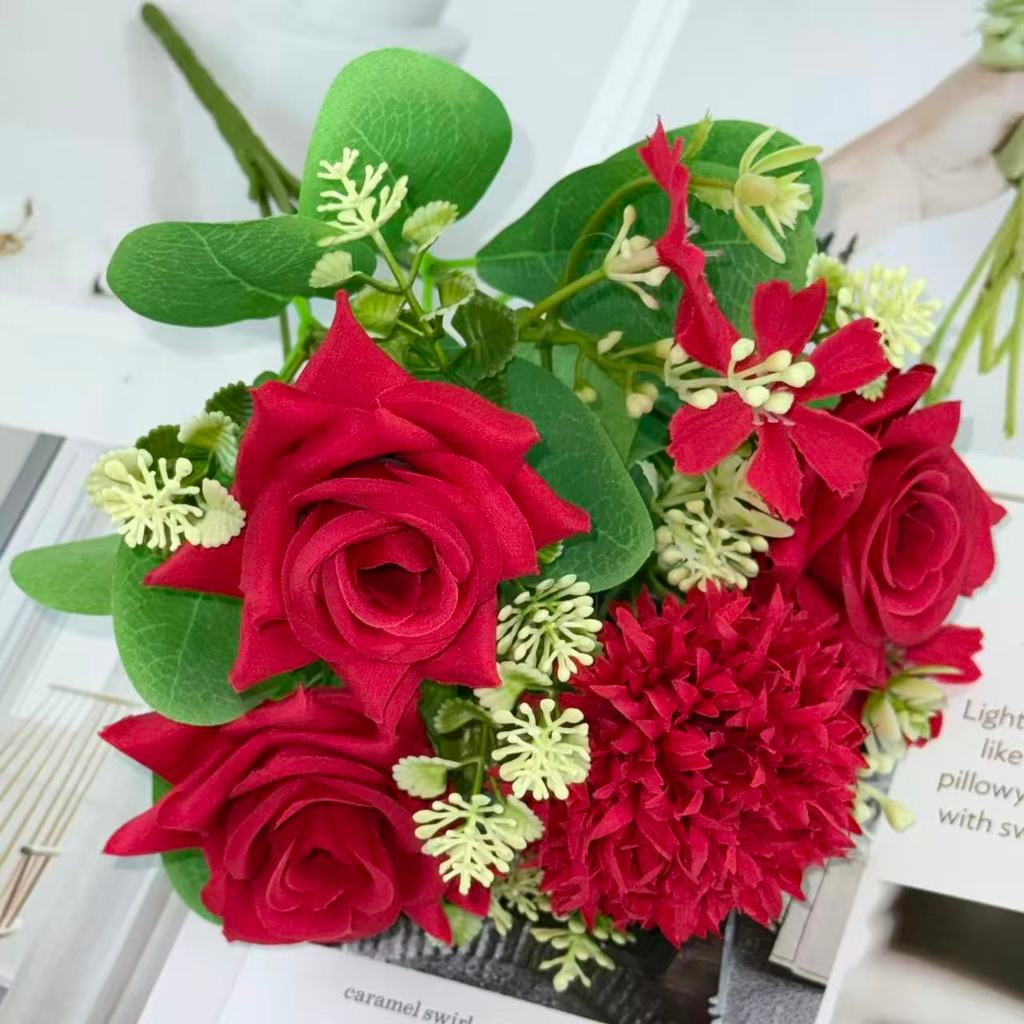 Bouquet bunga BKT 1044 RAZU (x5) 5Cbg Bunga Mawar Artifisial Dekorasi Hiasan Seserahan Buket Palsu