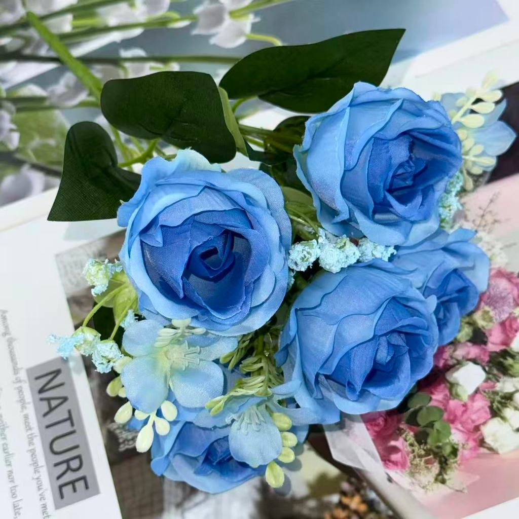 Bouquet bunga BKT 1042 LANROS (x6) 5Cbg Bunga Rose Artifisial Dekorasi Hiasan Seserahan Buket Palsu