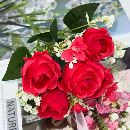 Bouquet bunga BKT 1042 LANROS (x6) 5Cbg Bunga Rose Artifisial Dekorasi Hiasan Seserahan Buket Palsu