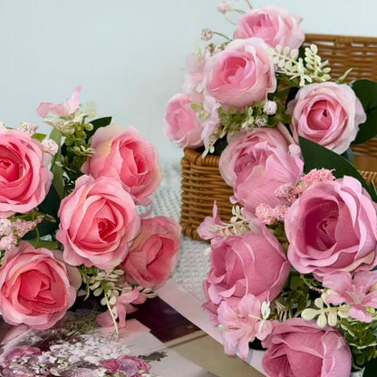Bouquet bunga BKT 1042 LANROS (x6) 5Cbg Bunga Rose Artifisial Dekorasi Hiasan Seserahan Buket Palsu